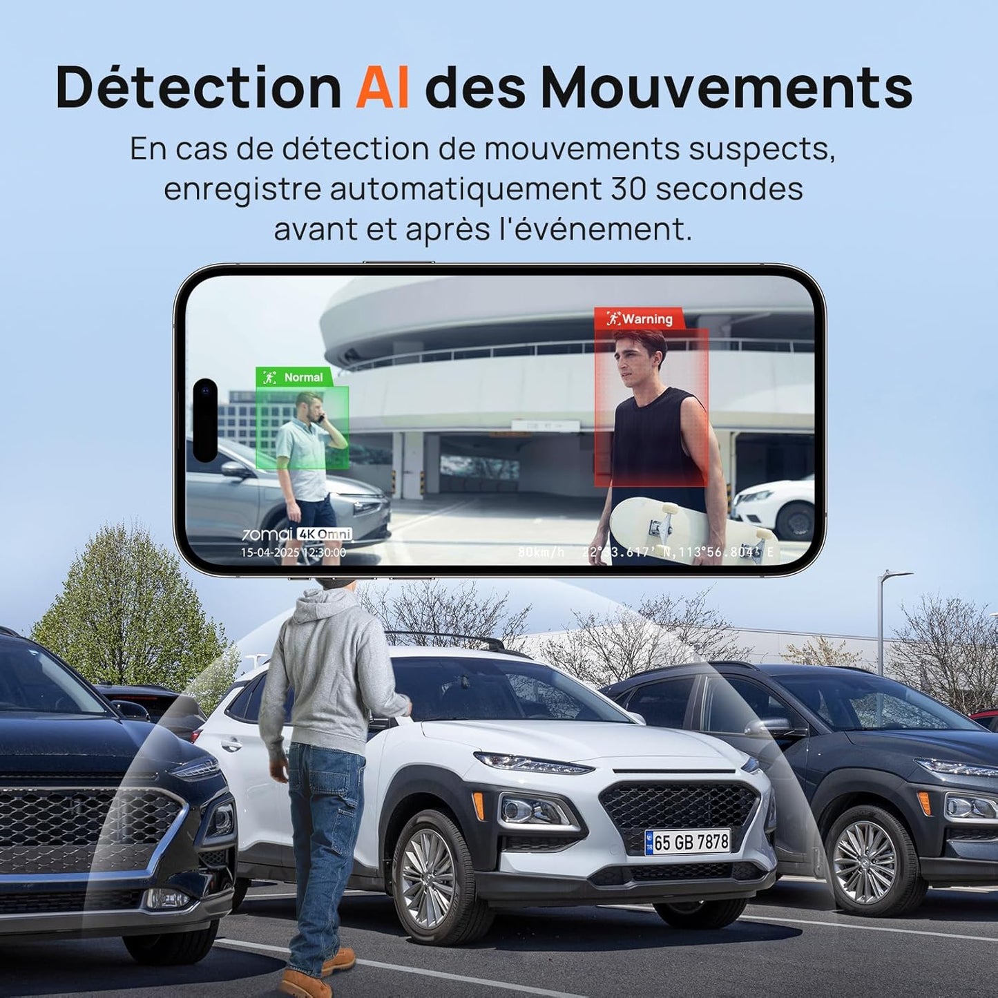 70mai Omni, 4K + 1080P Dash Cam 360° Rotation Car Dashcam, Motion Detection, AI Motion Detection, Day and Night Recorder, GPS, 24H Parking Mode, App Control, Max 512GB
