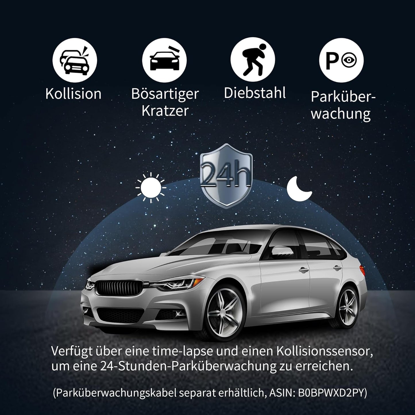 KAWA 2K Car Dashcam, Mini In-Car Camera, Full QHD 1440p WiFi Dashcam, Super Night Vision, 145° Wide Angle, G-Sensor, WDR, Cyclic Recording, Up to 256G, D6