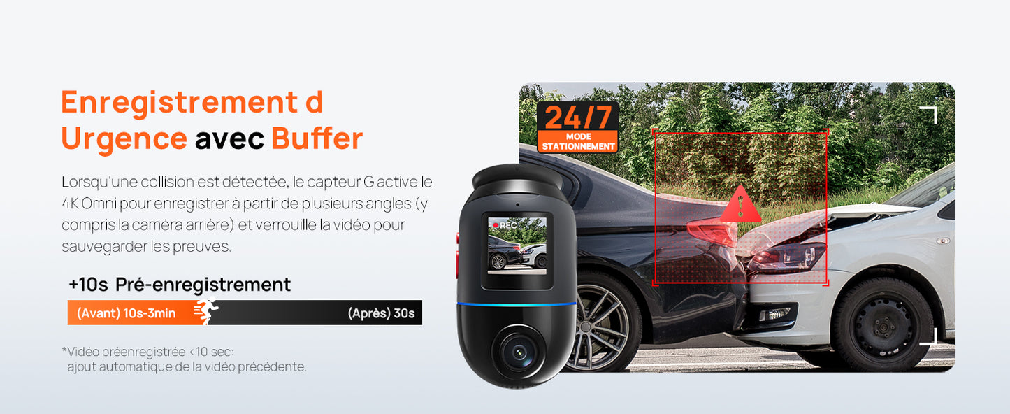 70mai Omni, 4K + 1080P Dash Cam 360° Rotation Car Dashcam, Motion Detection, AI Motion Detection, Day and Night Recorder, GPS, 24H Parking Mode, App Control, Max 512GB