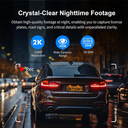 KAWA 1296P Front Car Dashcam, Mini Camera for Cars with Application, WiFi, WDR Night Vision, 360° Rotating, 135° View Angle, 24H Parking Monitoring, G-Sensor, D5
