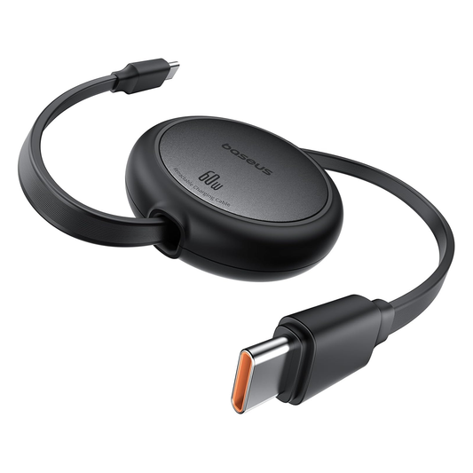 Baseus USB C Cable, 60W PD 5A QC 4.0 Mini Fast Charging Retractable USB C to USB C Cable 4 Level Preset Length for iPhone 15 Samsung iPad Easy Store Portable