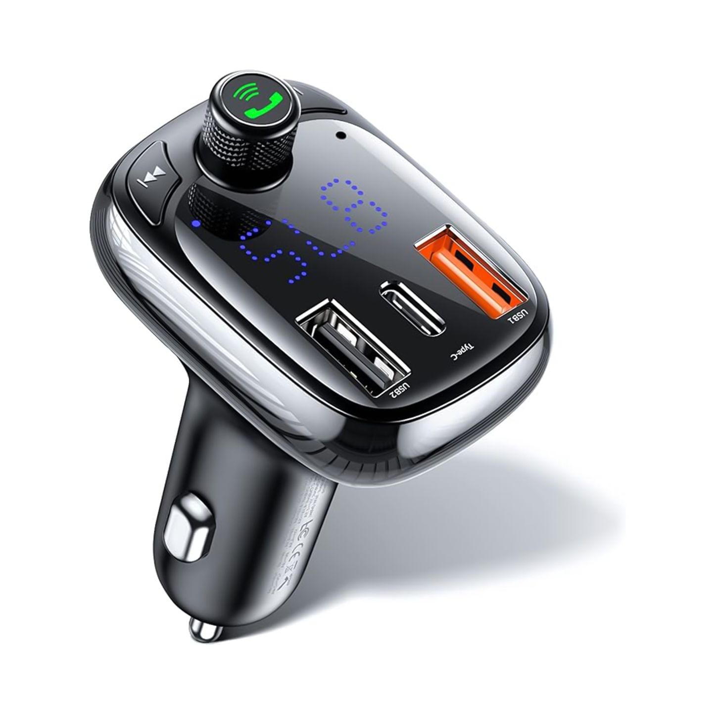 Baseus Bluetooth FM Transmitter, Bluetooth 5.0 Car Radio Adapter MP3 Player Wireless Hands-Free Kit, Car Cigarette Lighter Charger with 3 USB Ports (PD3.0 & QC3.0), Support TF Card/USB Stick