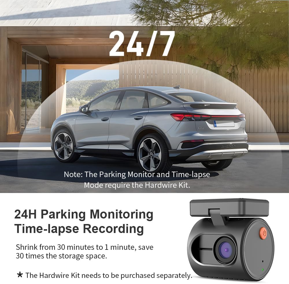 KAWA 1296P QHD Mini Car Dashcam – WDR/3D DNR with Super Night Vision, 24H Parking Monitoring and G-Sensor, New Car Dashcam 2025, Mini 3