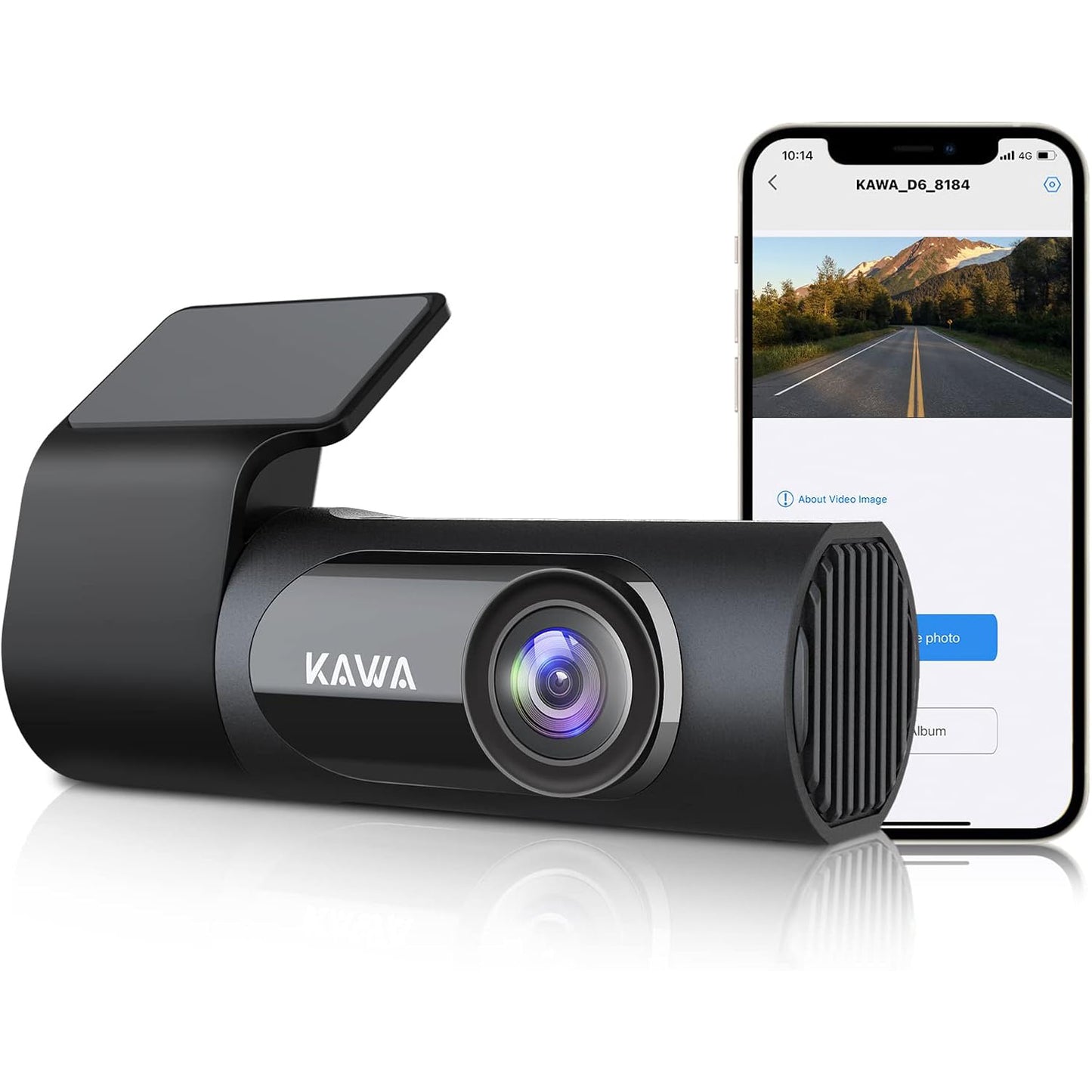 KAWA 2K Car Dashcam, Mini In-Car Camera, Full QHD 1440p WiFi Dashcam, Super Night Vision, 145° Wide Angle, G-Sensor, WDR, Cyclic Recording, Up to 256G, D6