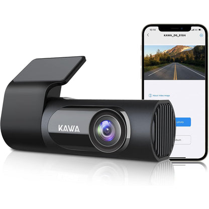 KAWA 2K Car Dashcam, Mini In-Car Camera, Full QHD 1440p WiFi Dashcam, Super Night Vision, 145° Wide Angle, G-Sensor, WDR, Cyclic Recording, Up to 256G, D6