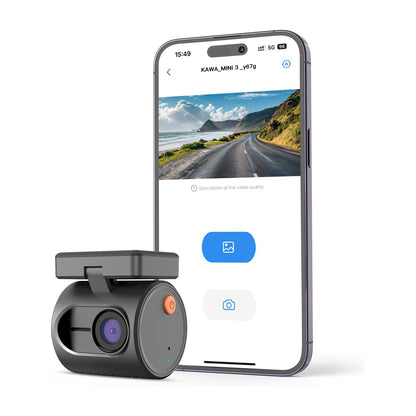 KAWA 1296P QHD Mini Car Dashcam – WDR/3D DNR with Super Night Vision, 24H Parking Monitoring and G-Sensor, New Car Dashcam 2025, Mini 3