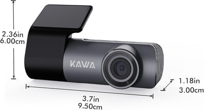 KAWA 1296P Front Car Dashcam, Mini Camera for Cars with Application, WiFi, WDR Night Vision, 360° Rotating, 135° View Angle, 24H Parking Monitoring, G-Sensor, D5