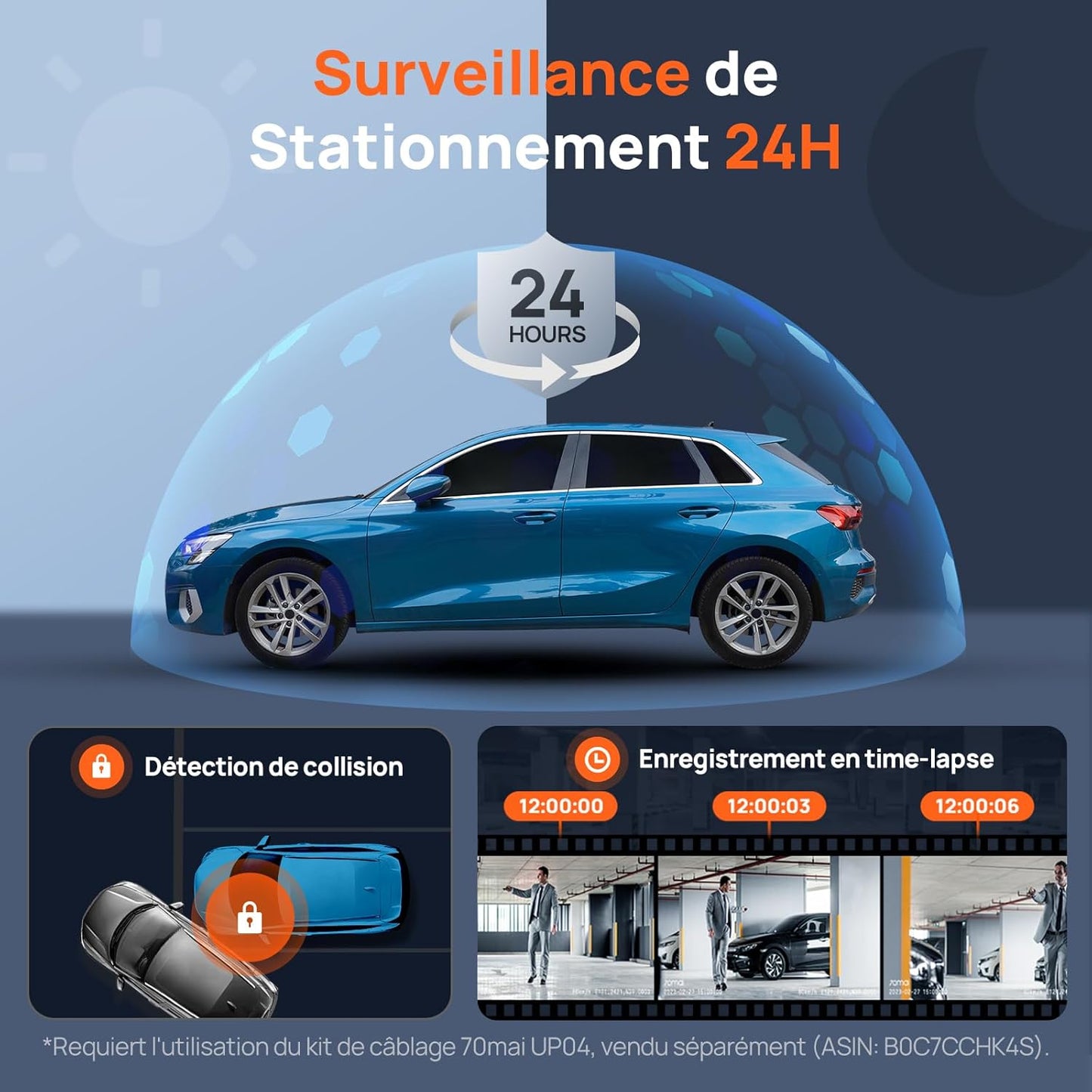 70mai Omni, 4K + 1080P Dash Cam 360° Rotation Car Dashcam, Motion Detection, AI Motion Detection, Day and Night Recorder, GPS, 24H Parking Mode, App Control, Max 512GB