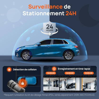 70mai Omni, 4K + 1080P Dash Cam 360° Rotation Car Dashcam, Motion Detection, AI Motion Detection, Day and Night Recorder, GPS, 24H Parking Mode, App Control, Max 512GB