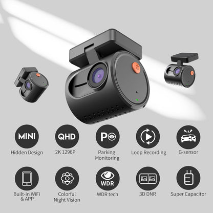KAWA 1296P QHD Mini Car Dashcam – WDR/3D DNR with Super Night Vision, 24H Parking Monitoring and G-Sensor, New Car Dashcam 2025, Mini 3