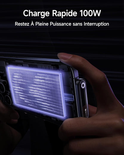 Baseus USB C Cable with 90° Elbow, 100W Type-C to C E-Sport Fast Charging Cable with Ring Mood Light, 480Mbps, Braided Cable for iPhone16/16Pro/15, Samsung S24U, Macbook, 1m