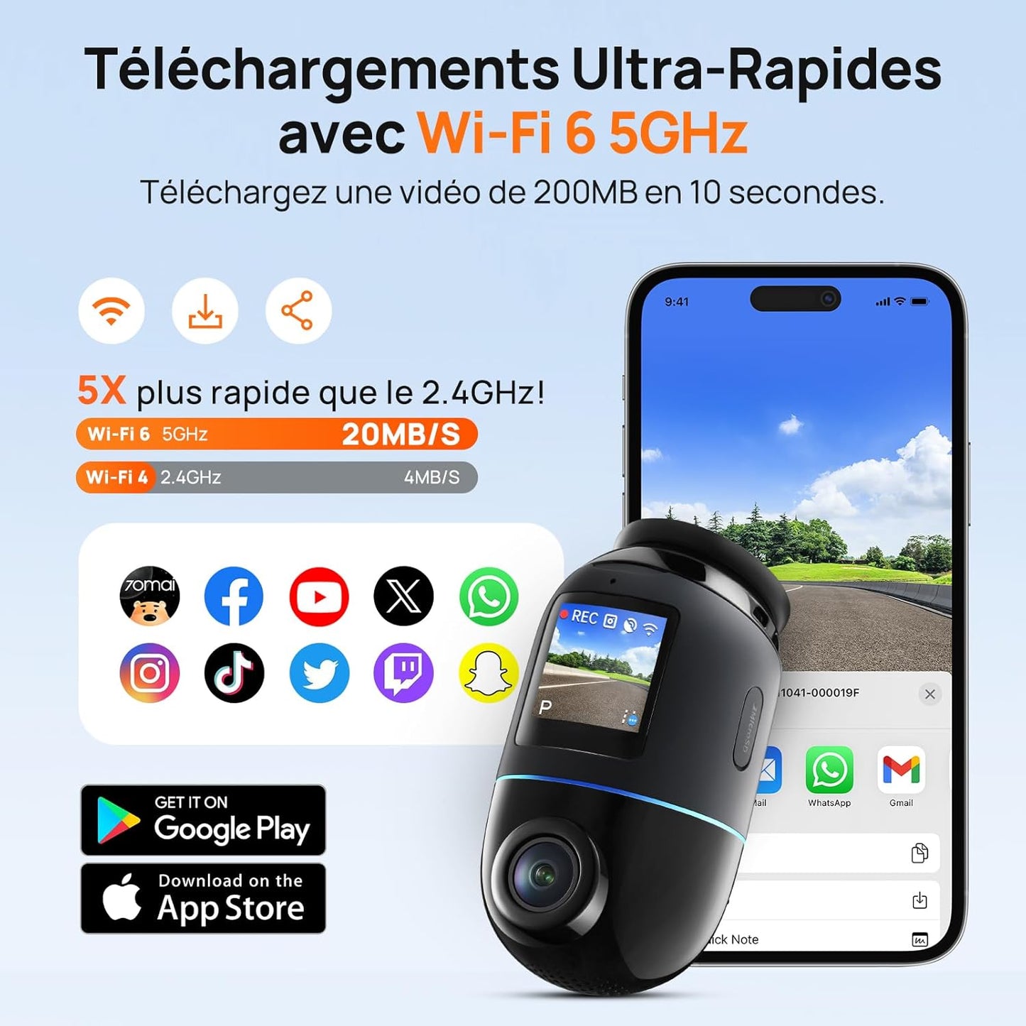 70mai Omni, 4K + 1080P Dash Cam 360° Rotation Car Dashcam, Motion Detection, AI Motion Detection, Day and Night Recorder, GPS, 24H Parking Mode, App Control, Max 512GB