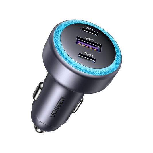 UGREEN USB C Car Charger 3 Ports 30W PD QC 3.0 Fast Car Charger with LED Cigarette Lighter Socket Compatible with iPhone 17 Pro Max Air 16 15 14 13 12 Galaxy S25 Ultra Plus S24 Pixel 9 8