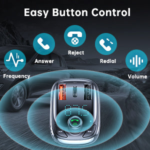 Baseus Bluetooth FM Transmitter, Bluetooth 5.0 Car Radio Adapter MP3 Player Wireless Hands-Free Kit, Car Cigarette Lighter Charger with 3 USB Ports (PD3.0 & QC3.0), Support TF Card/USB Stick