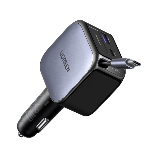 UGREEN Nexode 60W Retractable Car Charger USB C PPS PD QC 3.0 Compact Fast Charging Car Charger Compatible with iPhone 17 Pro Max Air 16 15 14 13 12 Galaxy S25 Ultra iPad Pro Air