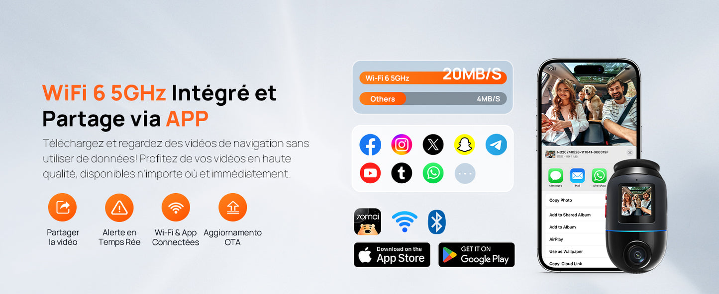 70mai Omni, 4K + 1080P Dash Cam 360° Rotation Car Dashcam, Motion Detection, AI Motion Detection, Day and Night Recorder, GPS, 24H Parking Mode, App Control, Max 512GB