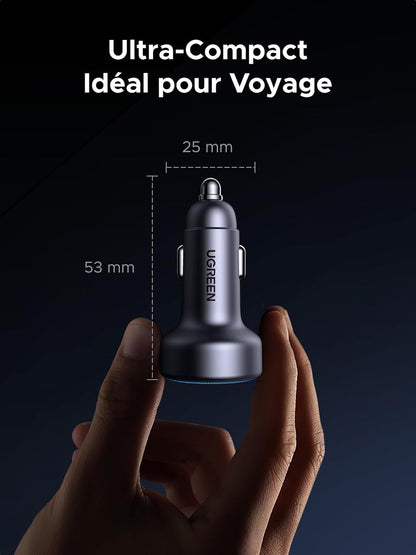 UGREEN USB C Car Charger 3 Ports 30W PD QC 3.0 Fast Car Charger with LED Cigarette Lighter Socket Compatible with iPhone 17 Pro Max Air 16 15 14 13 12 Galaxy S25 Ultra Plus S24 Pixel 9 8