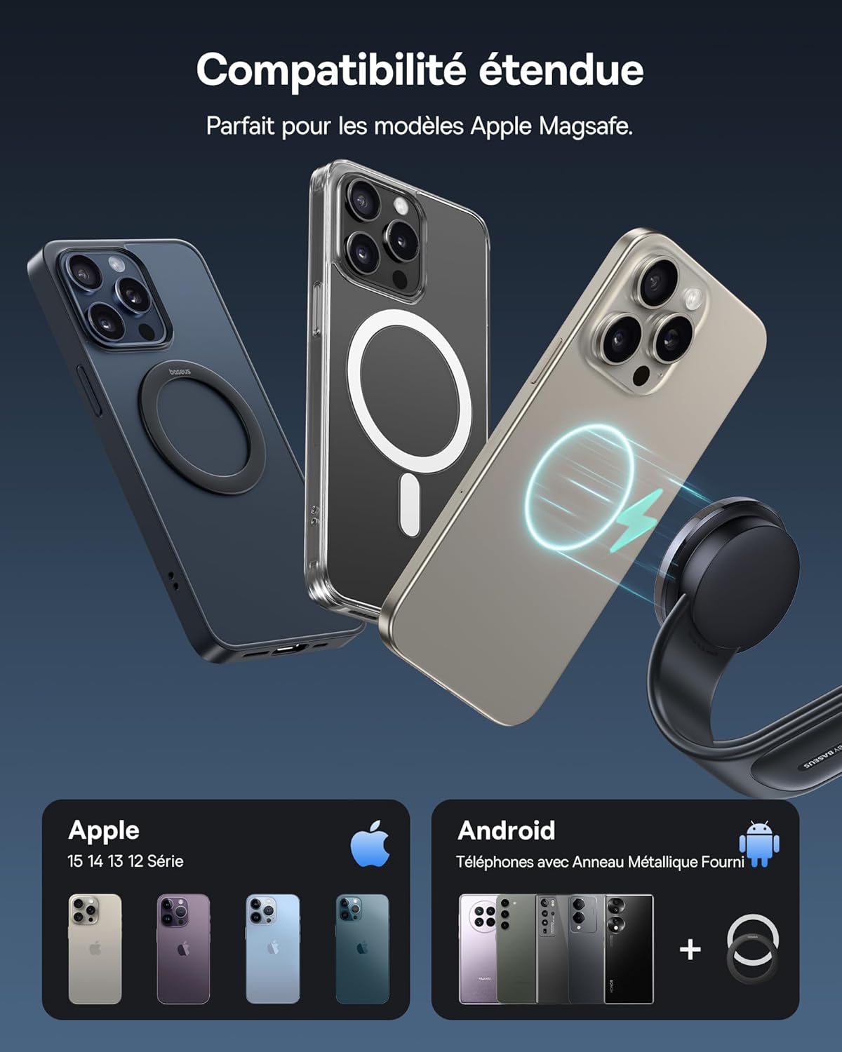 Baseus 15W C02 Pro Magsafe Wireless Car Charger, Magnetic Wireless Charger, Car Phone Holder Fast Charging for iPhone 16-12 Series